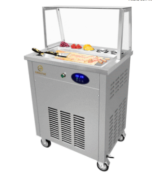 Máquina de Helado Frito Plancha Grande 58x30 cm con 6 Confiteras Refrigeradas DKF-1L