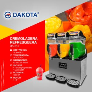 Cremoladera Refresquera DK-315 – Triple Tolva de 15L con Textura Programable